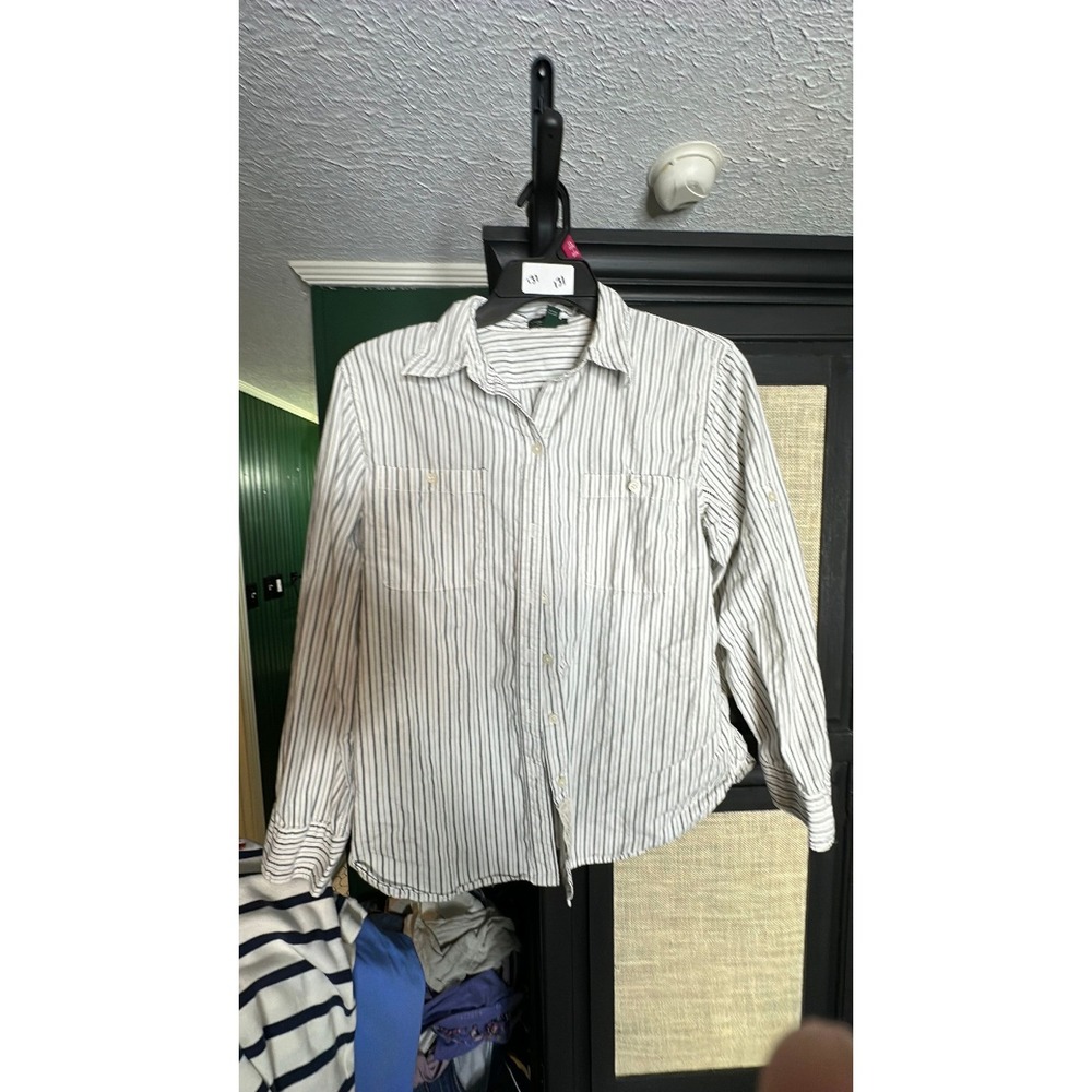 Lauren Ralph Lauren Jeans Co Striped Button Down Shirt White Navy XL